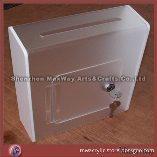 Translucent frosted acrylic suggestion box with lock